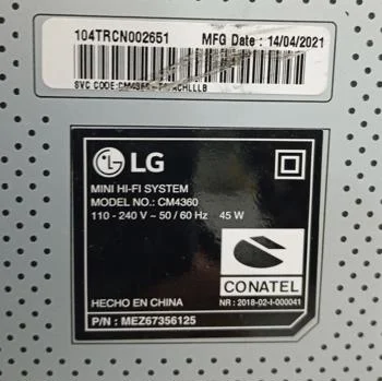 Foto 3 de Mini Componente Marca Lg Con Control Modelo Cm4360 Usado Con Desgaste Con Antena Fm Acc C/ Cable PowerDos Pilas