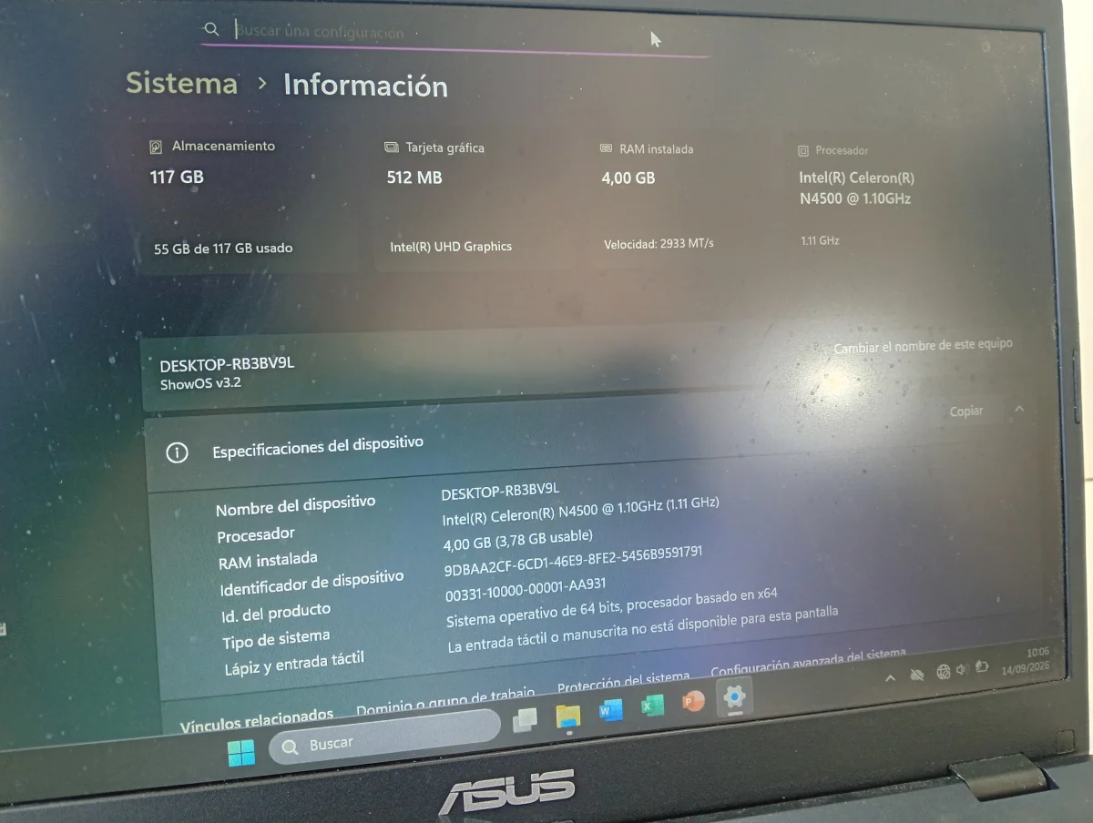 Foto 3 de Notebook Marca Asus Modelo E410ka Procesador Celeron N4500 Memoria Ram 4 Gb Disco Duro 117 Gb Generacion 4.500 Acc No Tiene