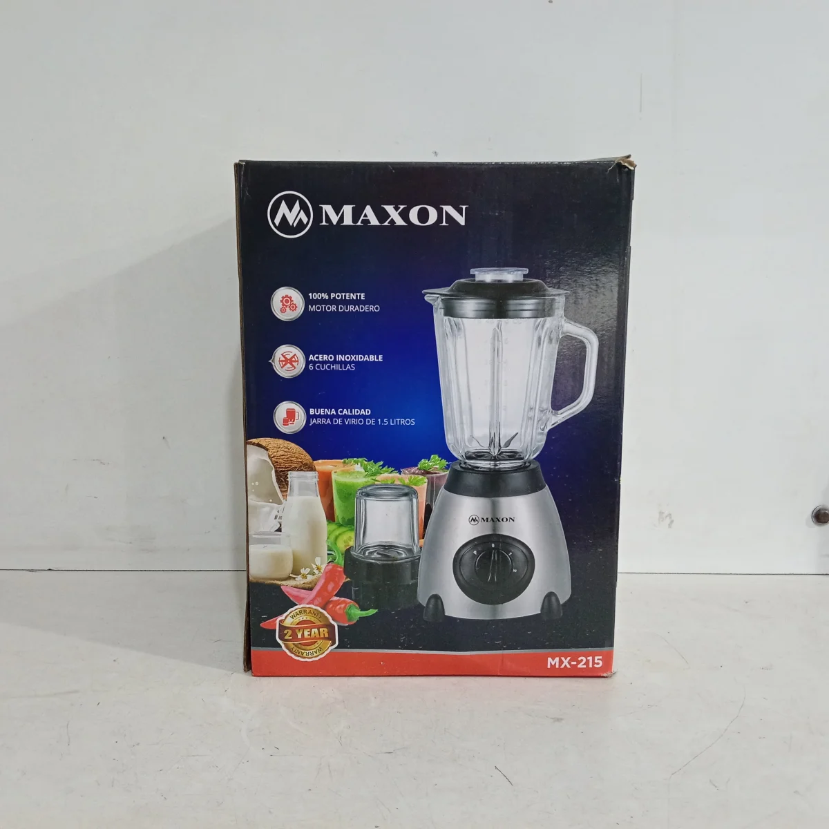 Foto 3 de Licuadora Marca Maxon Modelo Mx-215 Velocidades Nuevo Sin Uso Acc Jarra De Vidrio Con Tapa Manual Y Picador De Alimentos